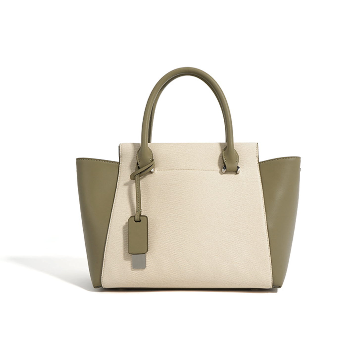 canvas tote bag with leather side panels – SIENNA