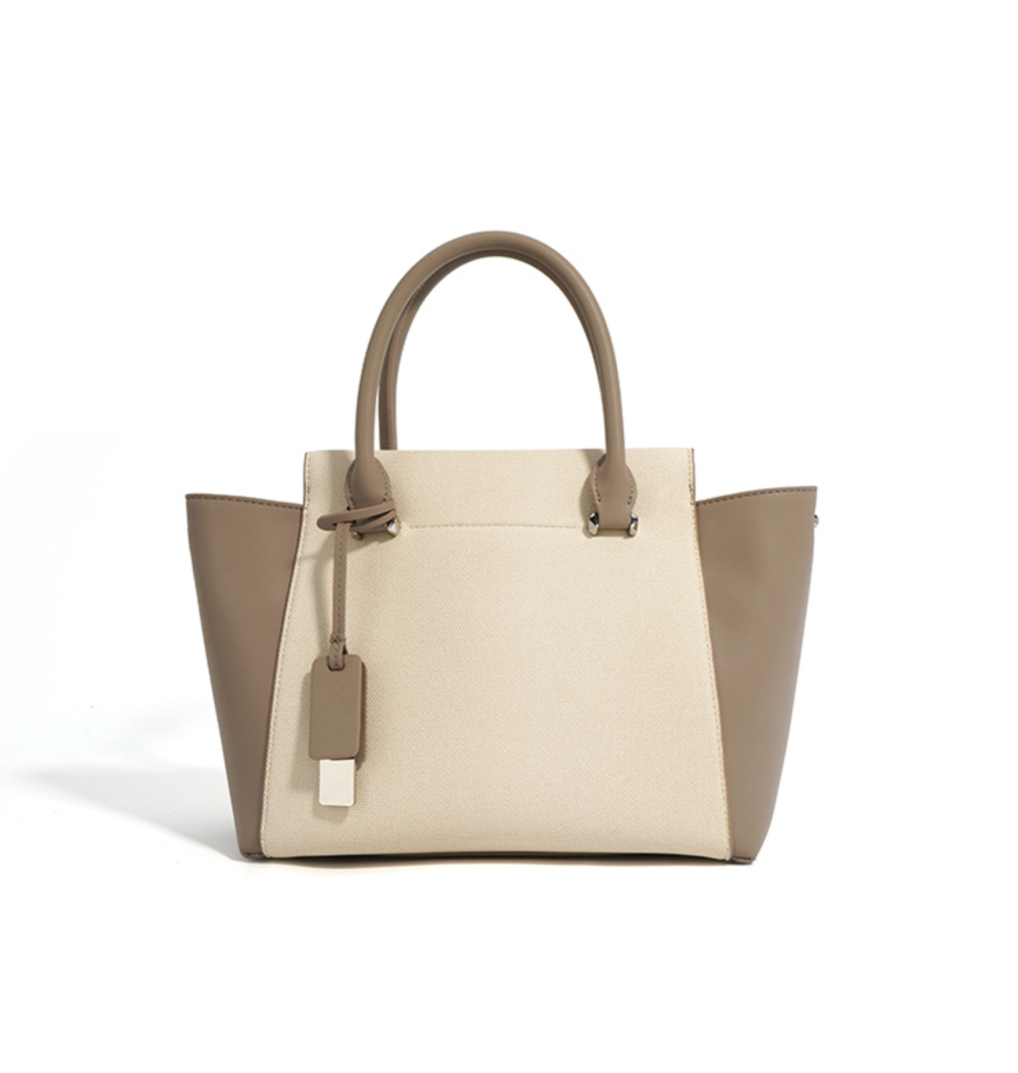 canvas tote bag with leather side panels – SIENNA