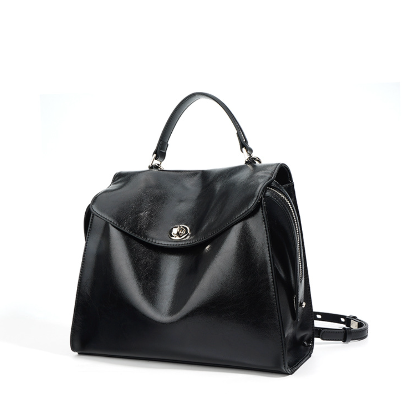 structured top-handle bag with flap closure – NOIN
