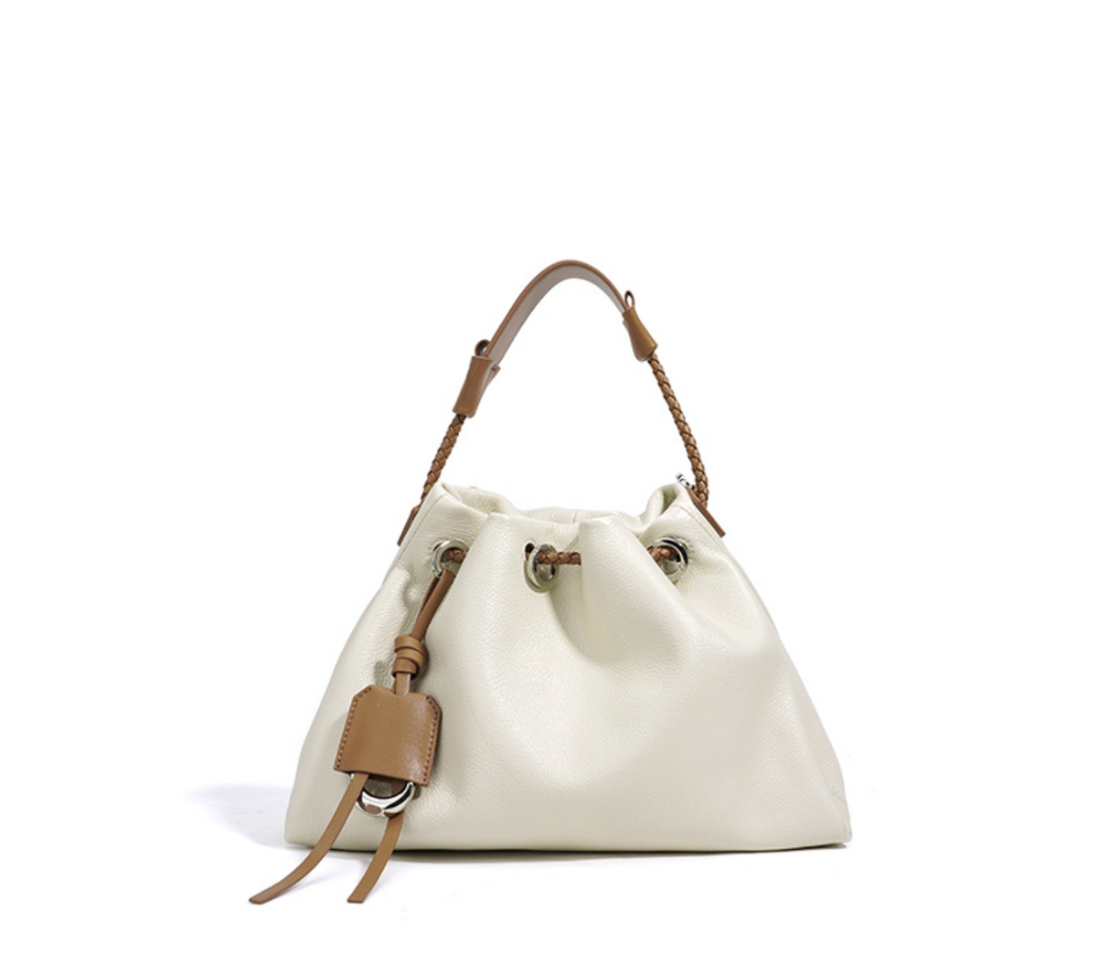 drawstring bucket bag with braided handle – SIENA