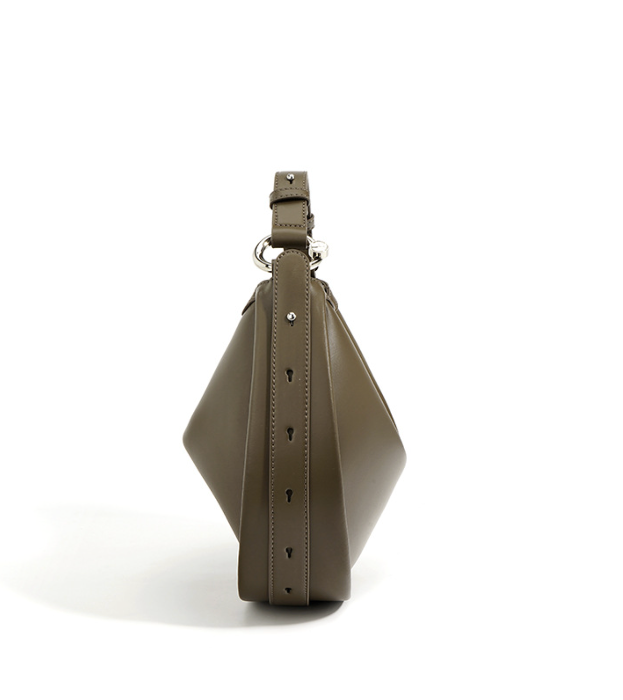 crescent-shaped leather shoulder bag with top zip – OLIVEA