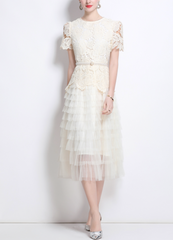 lace top dress with tiered tulle skirt – EVELYN