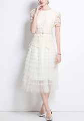lace top dress with tiered tulle skirt – EVELYN