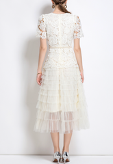 lace top dress with tiered tulle skirt – EVELYN