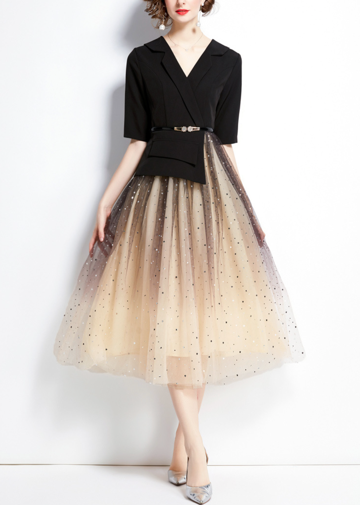 tailored blazer dress with ombré tulle skirt – STELLAR