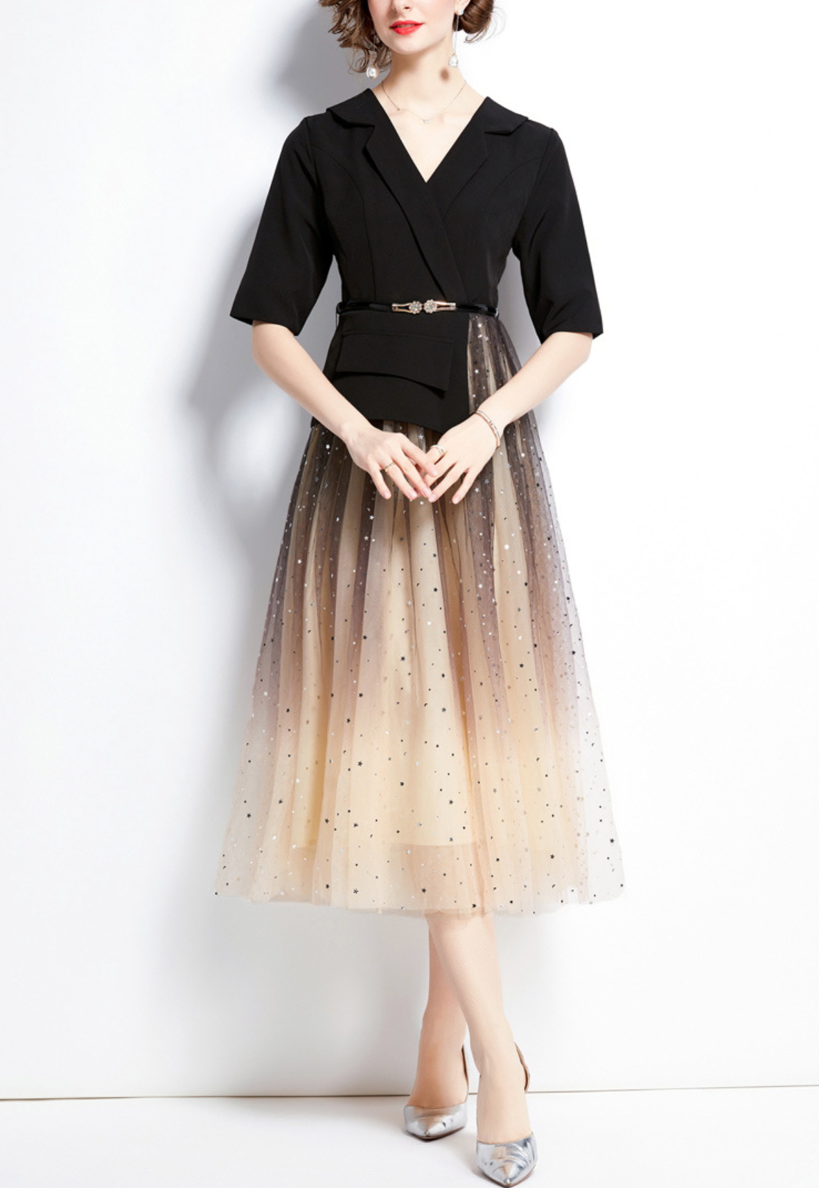 tailored blazer dress with ombré tulle skirt – STELLAR