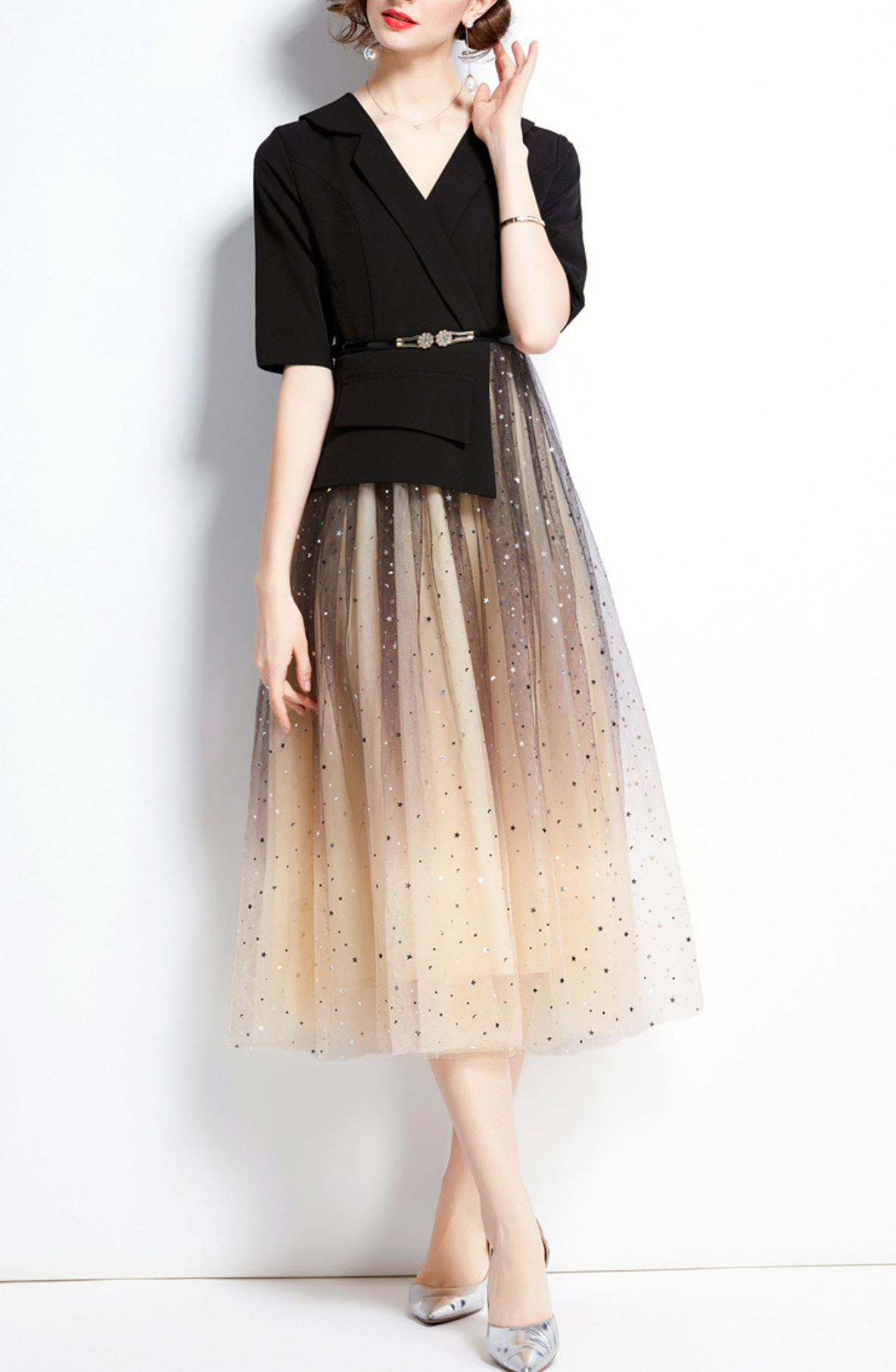 tailored blazer dress with ombré tulle skirt – STELLAR
