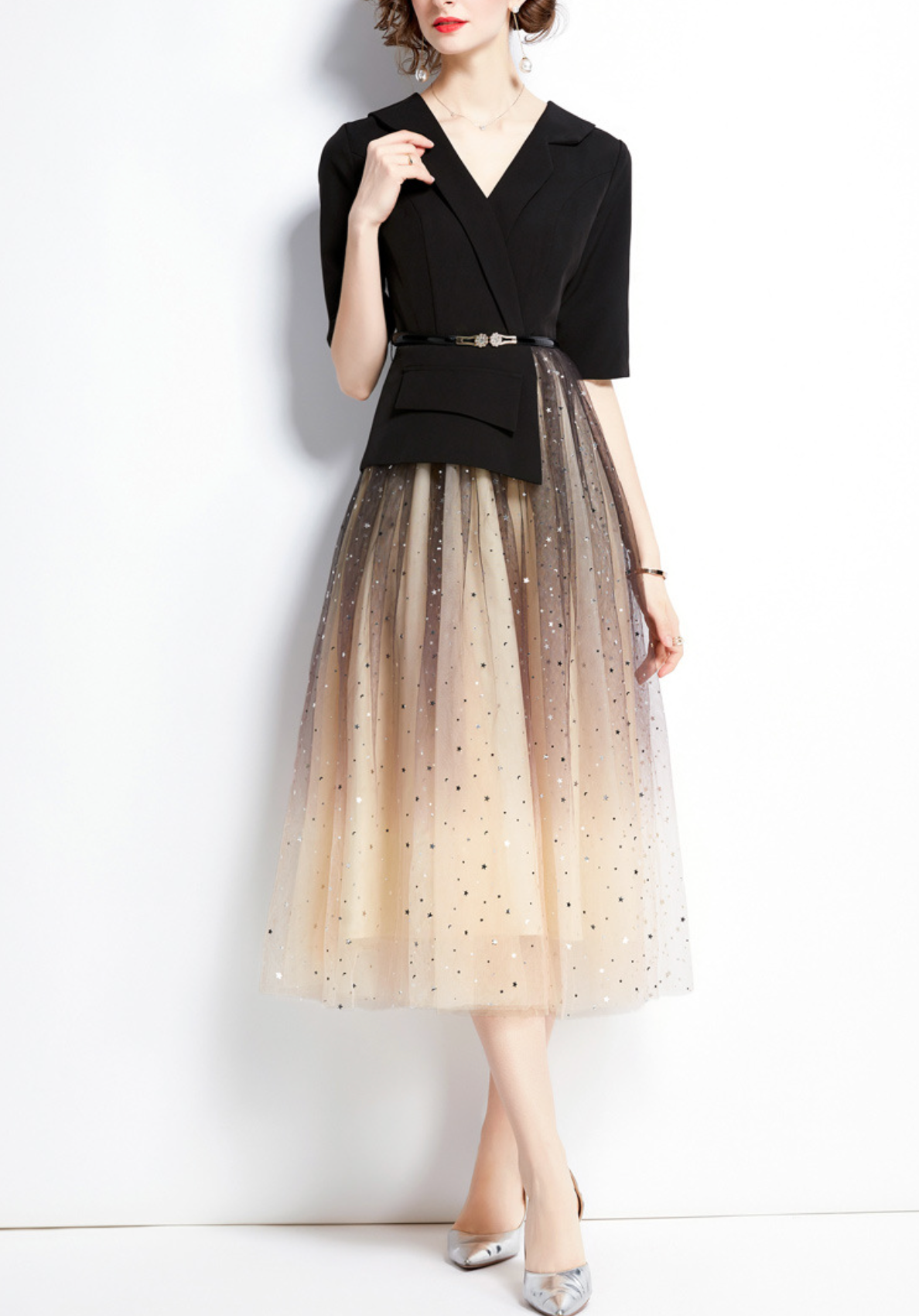 tailored blazer dress with ombré tulle skirt – STELLAR