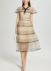 tiered tulle dress with velvet bow and polka dots – COLETTE