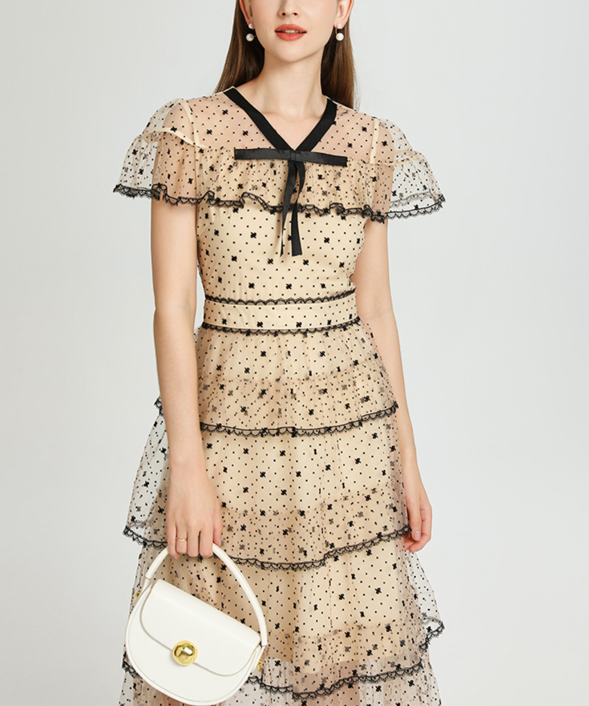tiered tulle dress with velvet bow and polka dots – COLETTE