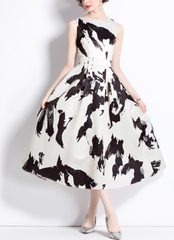 sleeveless A-line dress with abstract monochrome print – NOIYA