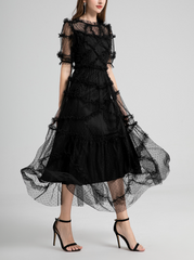 ruffled mesh dress with polka dot tulle – CELESTE