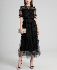 ruffled mesh dress with polka dot tulle – CELESTE