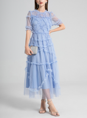 ruffled mesh dress with polka dot tulle – CELESTE