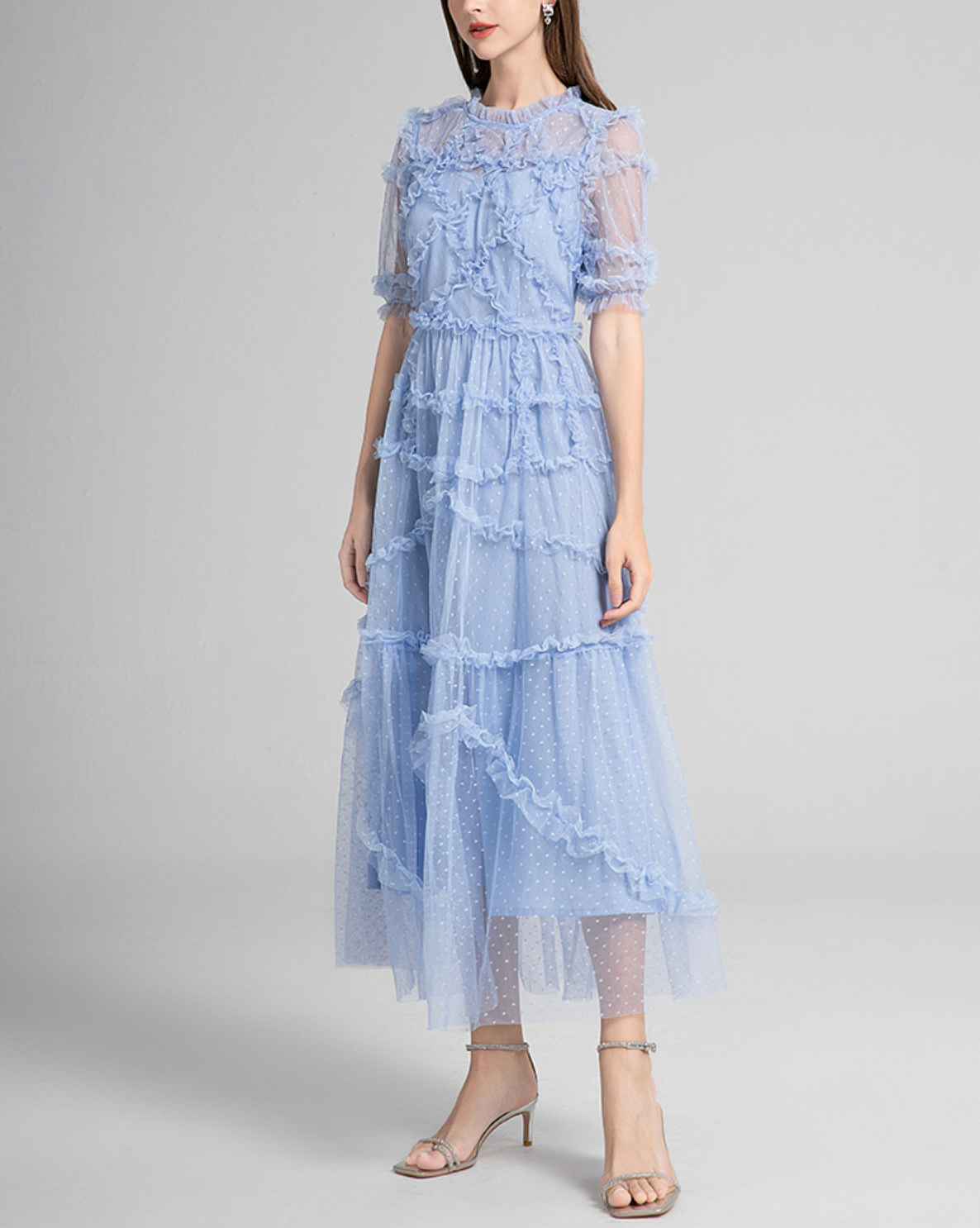 ruffled mesh dress with polka dot tulle – CELESTE