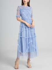 ruffled mesh dress with polka dot tulle – CELESTE