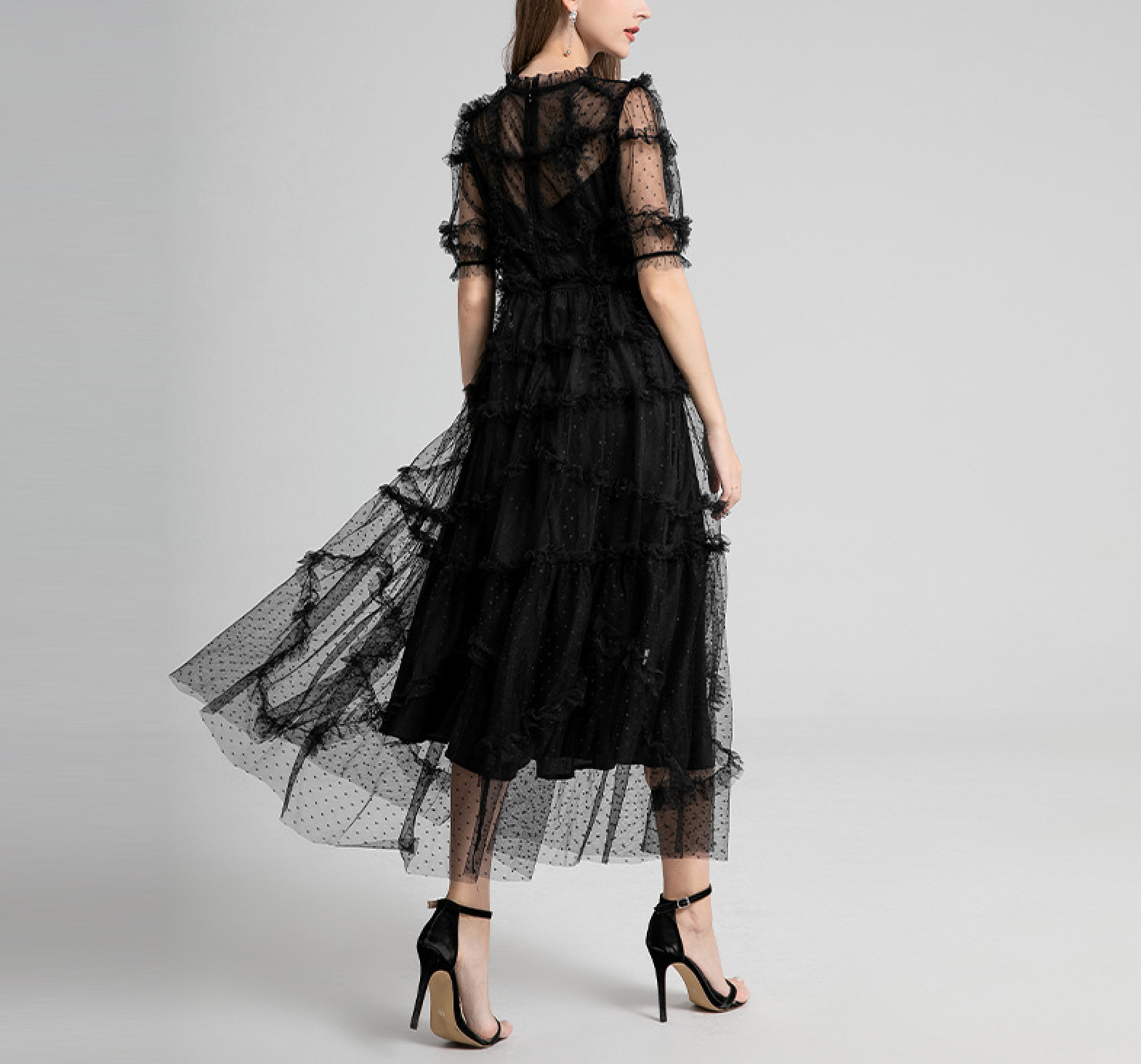 ruffled mesh dress with polka dot tulle – CELESTE