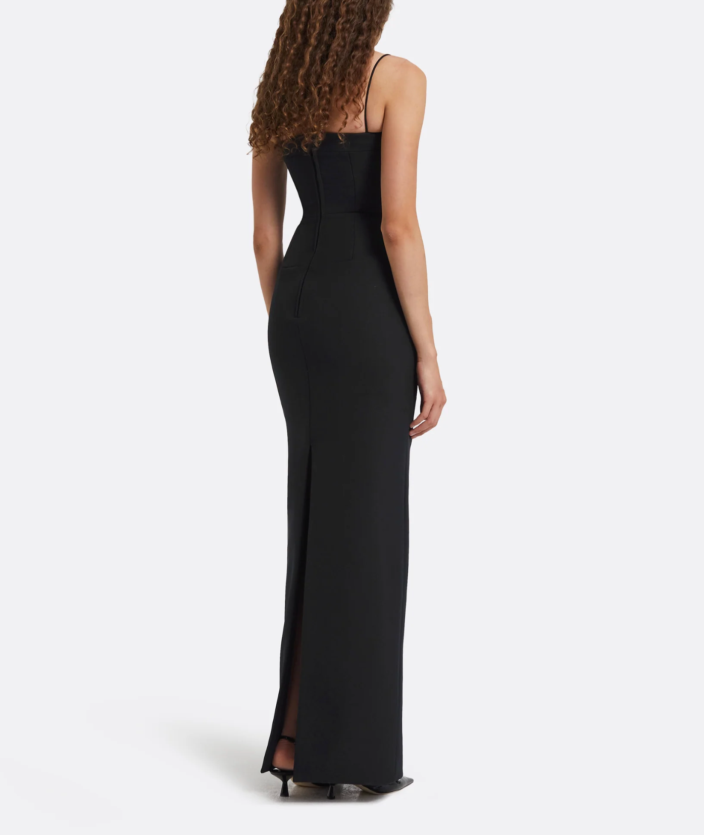 sleeveless column dress with embellished illusion neckline – NOSLE