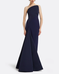 one-shoulder mermaid dress with sculpted pleat – NAVL