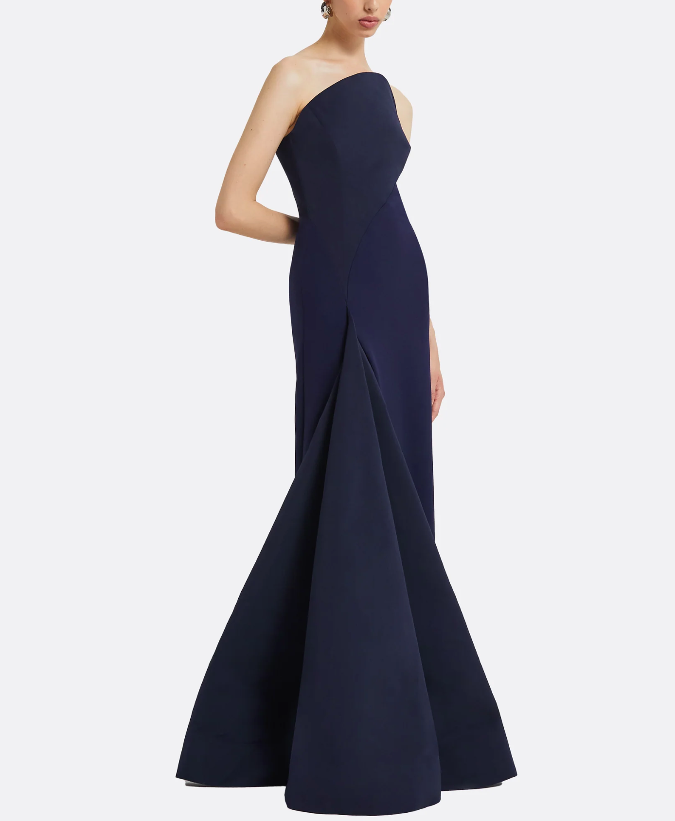 one-shoulder mermaid dress with sculpted pleat – NAVL