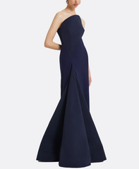 one-shoulder mermaid dress with sculpted pleat – NAVL