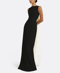 sleeveless column gown with contrast train – NOILF