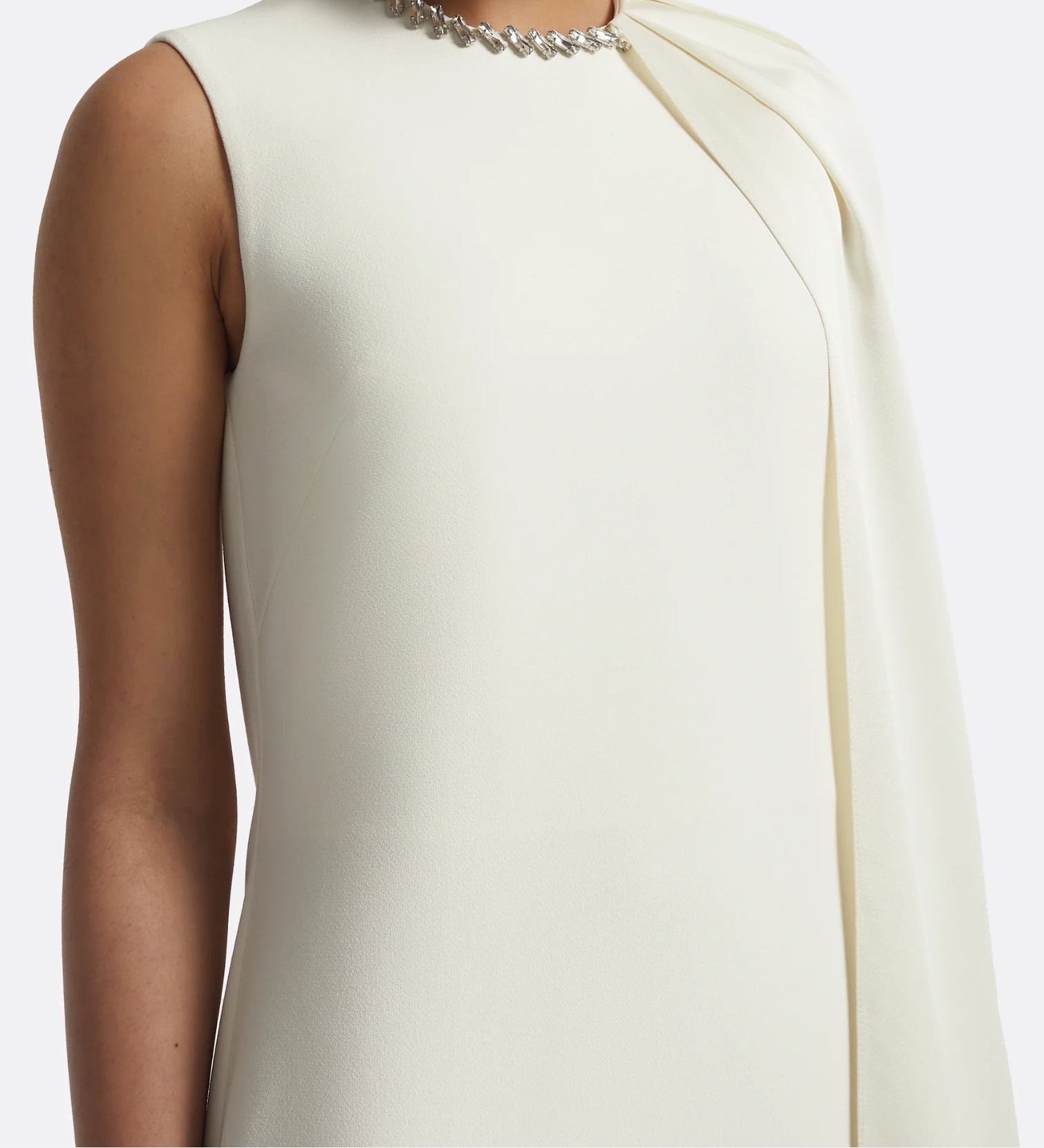 sleeveless cape gown with crystal neckline – IVORS