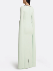 cape-sleeve column gown with crystal neckline – MINTA