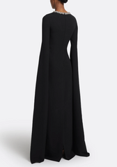 cape-sleeve column gown with crystal neckline – MINTA