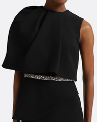 sleeveless trumpet gown with draped overlay and crystal waist – LUXE
