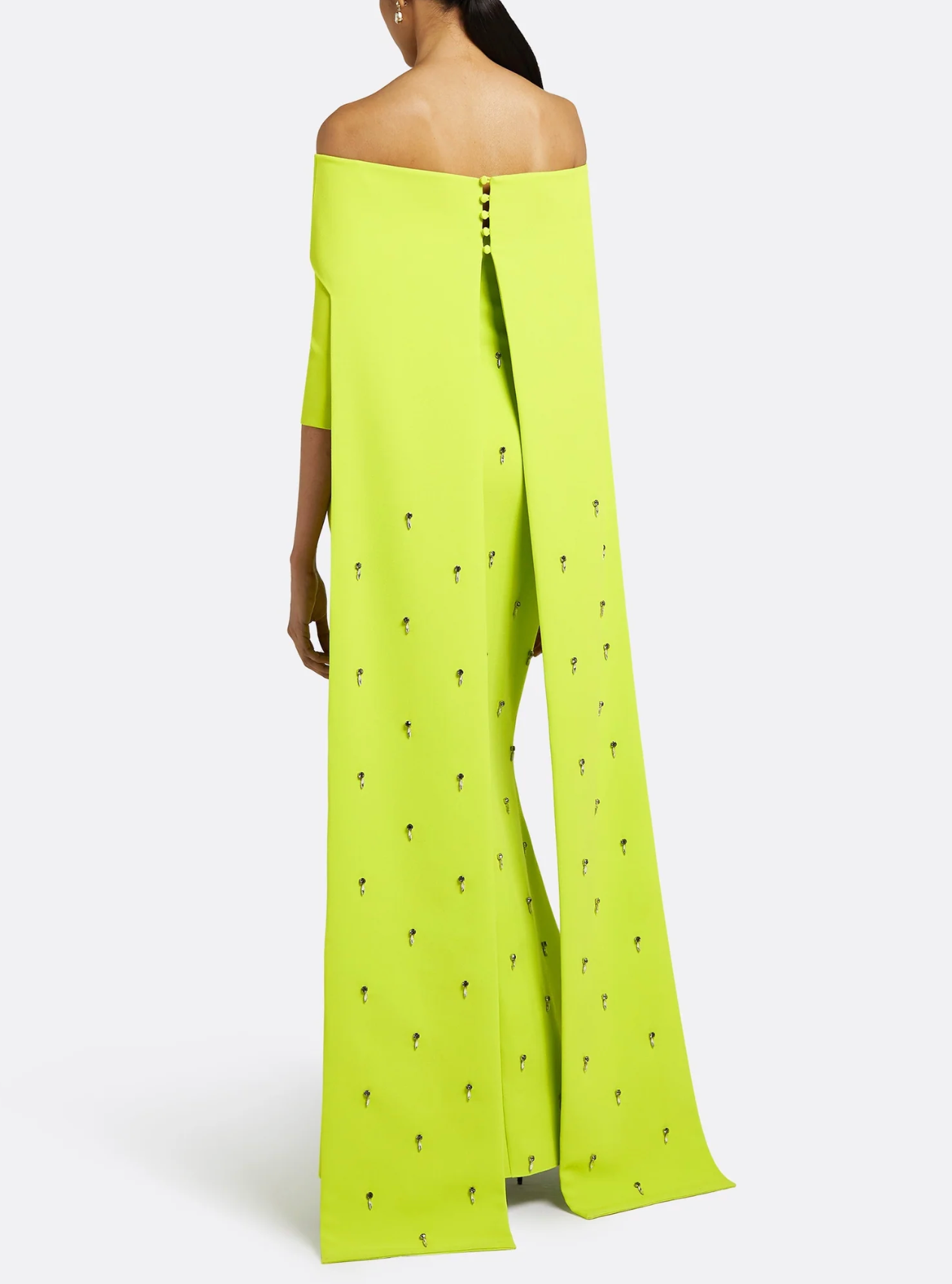 off-shoulder column gown with embellished cape – NEONIA