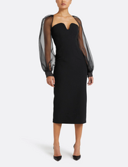 sweetheart midi dress with organza puff sleeves – VELORA