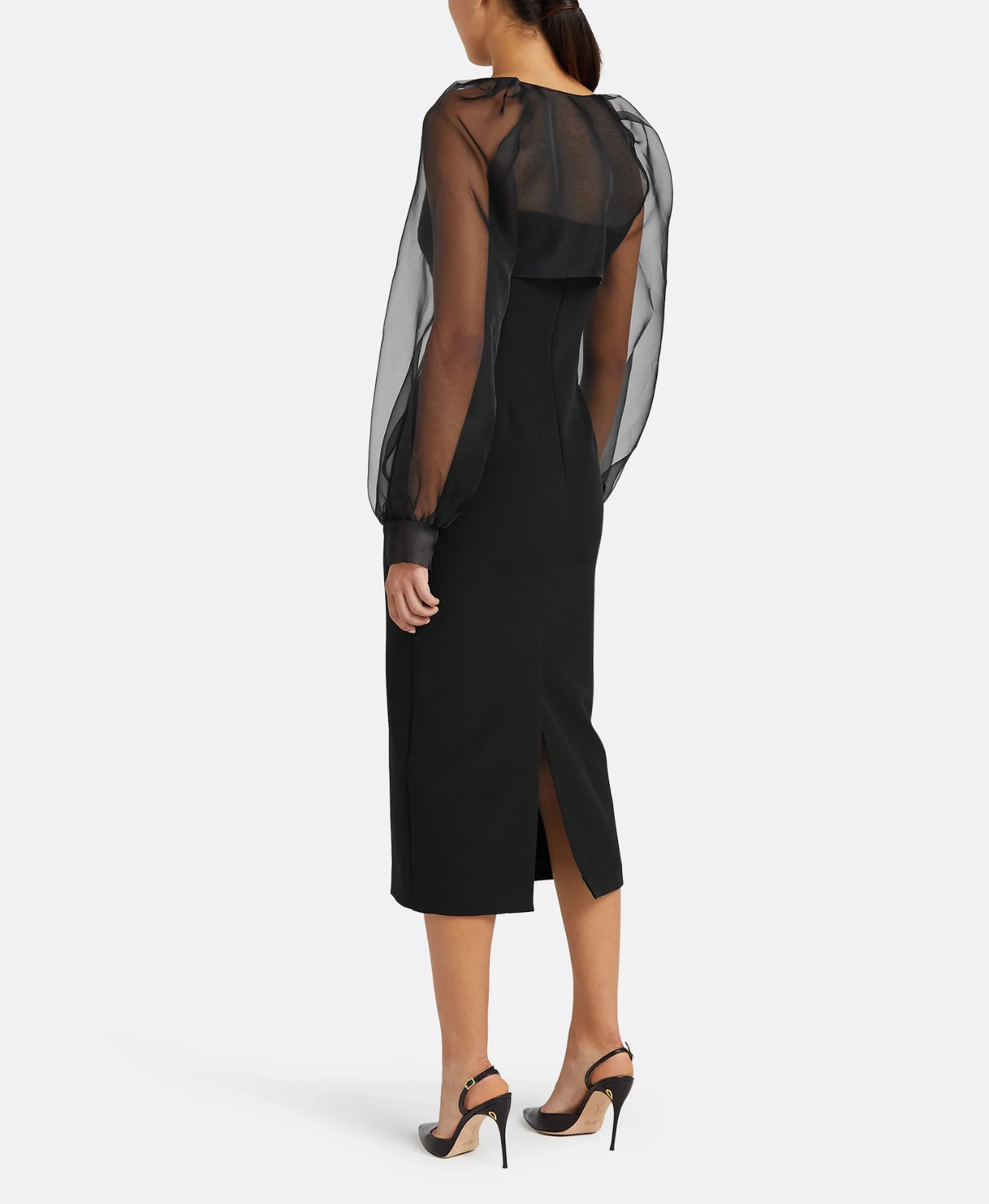 sweetheart midi dress with organza puff sleeves – VELORA