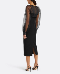 sweetheart midi dress with organza puff sleeves – VELORA