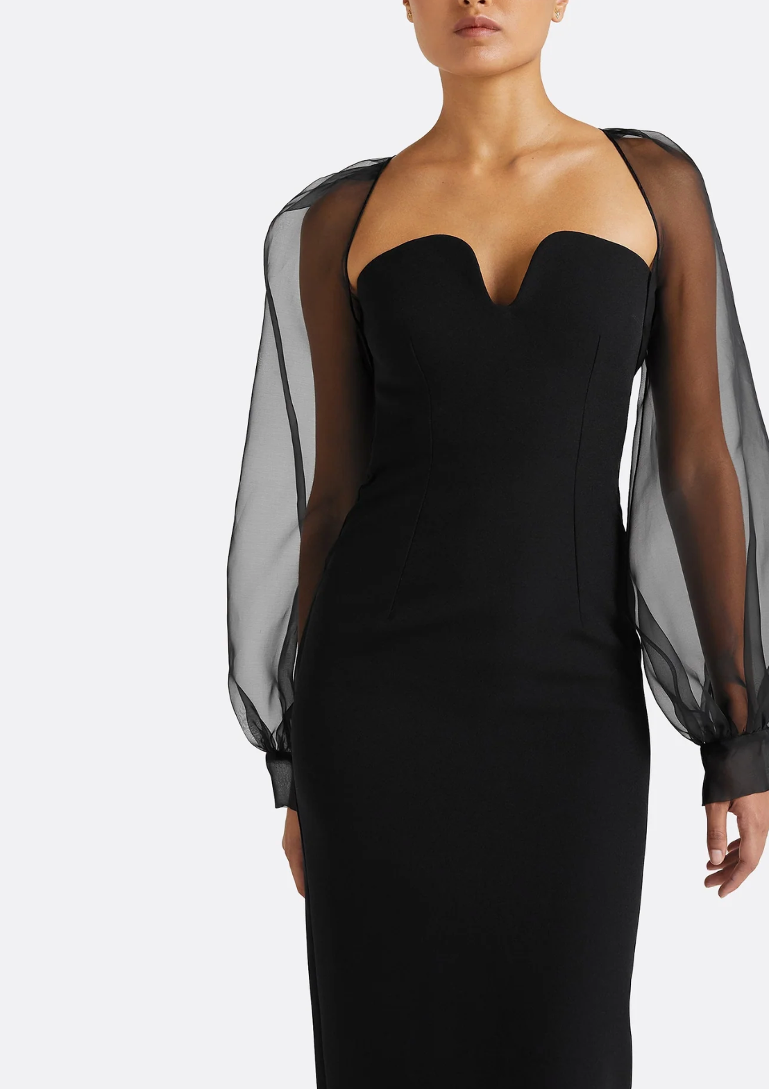 sweetheart midi dress with organza puff sleeves – VELORA