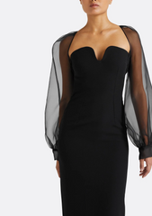 sweetheart midi dress with organza puff sleeves – VELORA