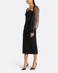 sweetheart midi dress with organza puff sleeves – VELORA