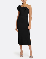 one-shoulder midi dress with oversized bow – CAMILLA