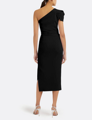 one-shoulder midi dress with oversized bow – CAMILLA