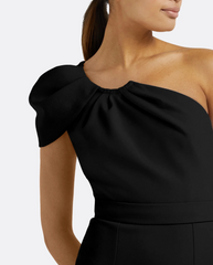 one-shoulder midi dress with oversized bow – CAMILLA