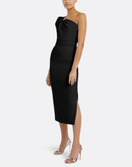 one-shoulder midi dress with oversized bow – CAMILLA