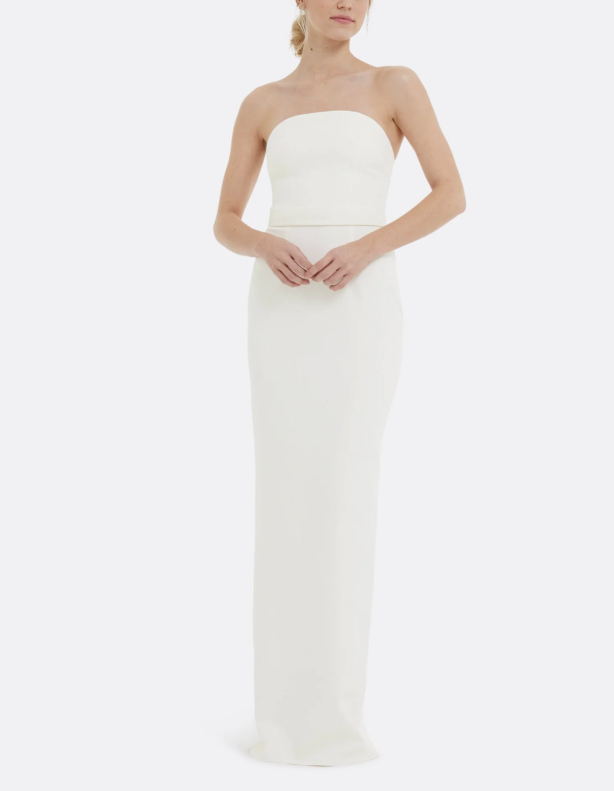 strapless column gown with clean bandeau neckline – ELYA