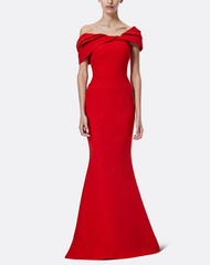 off-shoulder mermaid gown with sculpted neckline fold – SCARLETTA