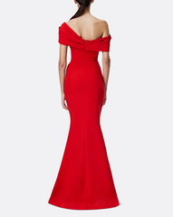 off-shoulder mermaid gown with sculpted neckline fold – SCARLETTA