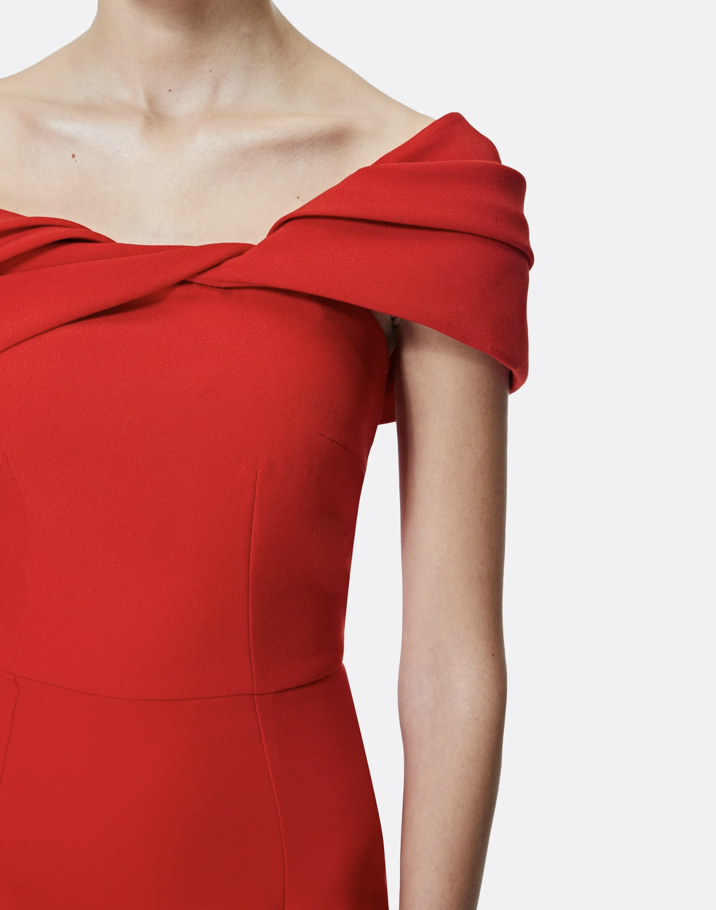 off-shoulder mermaid gown with sculpted neckline fold – SCARLETTA