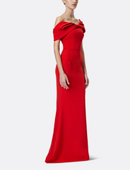 off-shoulder mermaid gown with sculpted neckline fold – SCARLETTA