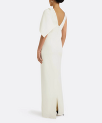 sleeveless column gown with sculpted shoulder drape – LYIRA