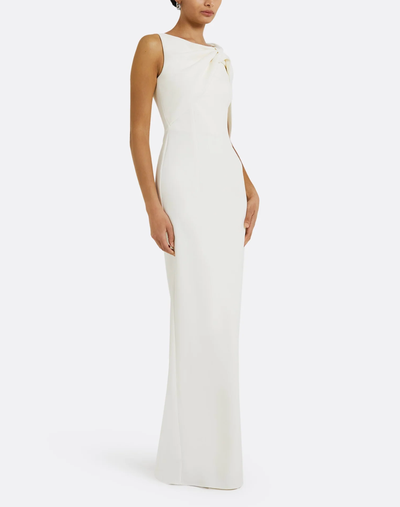 sleeveless column gown with sculpted shoulder drape – LYIRA