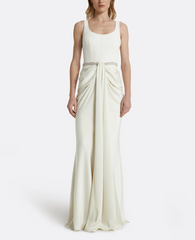 sleeveless gown with draped front and crystal waist – ELOISE