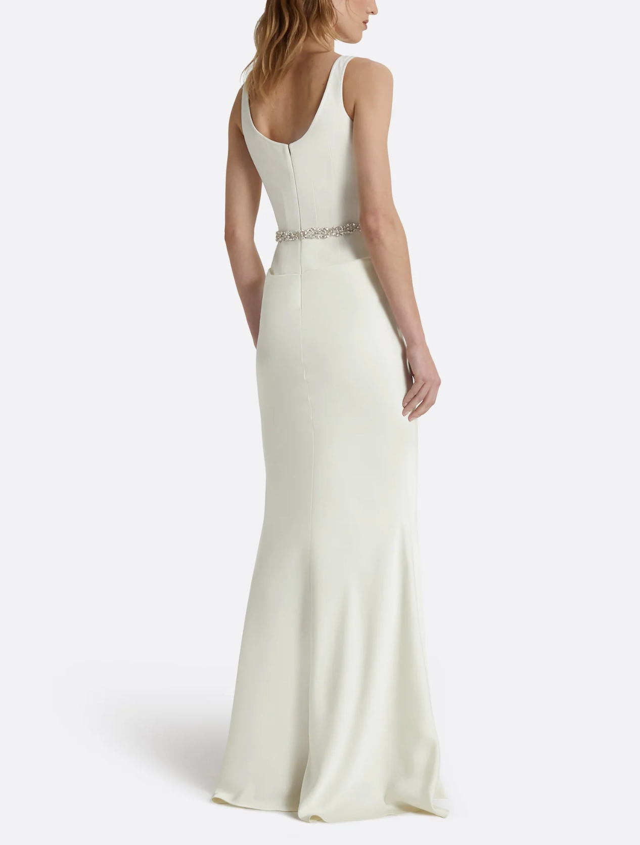sleeveless gown with draped front and crystal waist – ELOISE